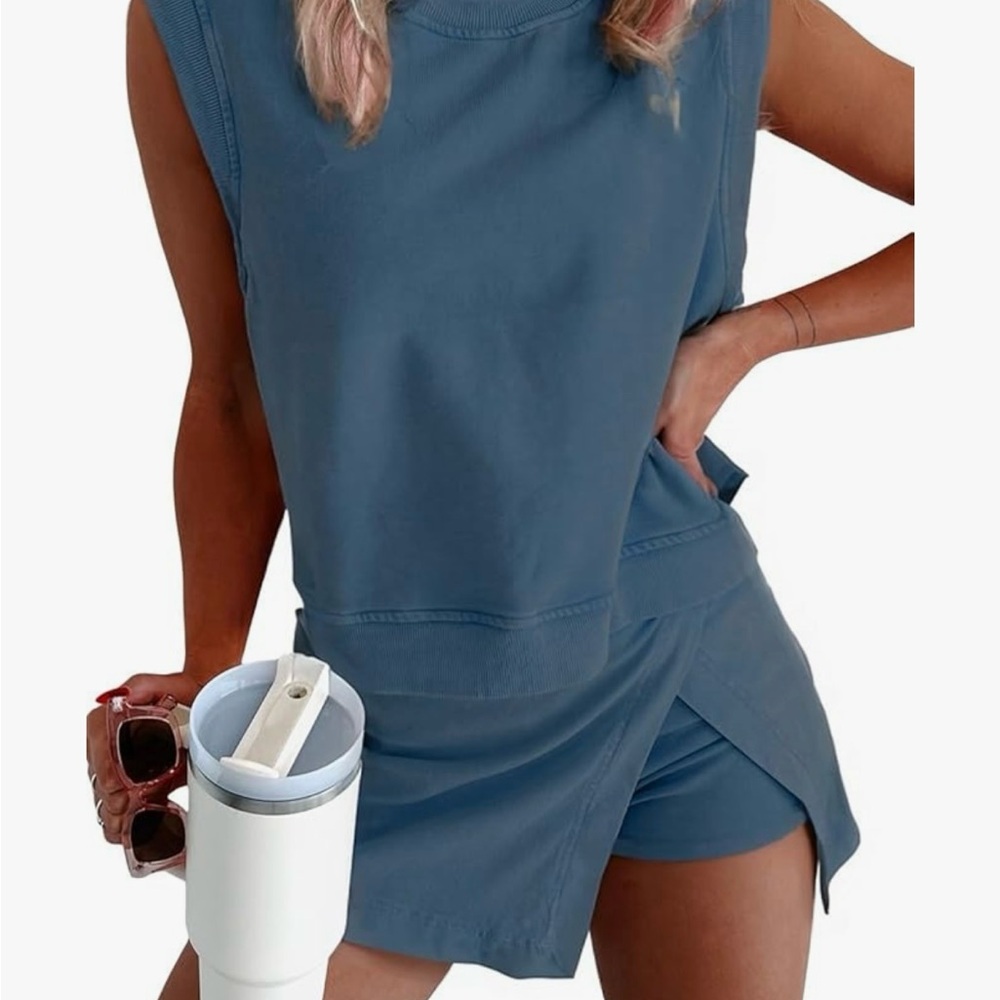 Blue Lounge athletic set Top and Skort